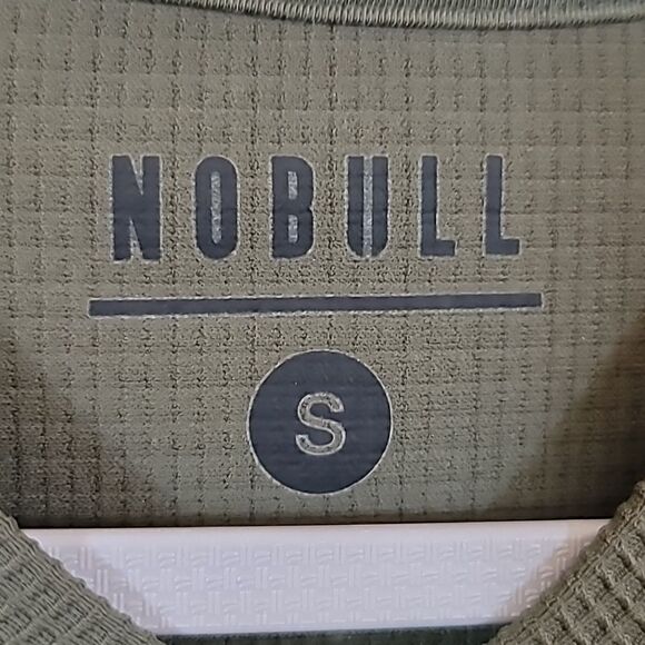 NOBULL Waffle Knit Long Sleeve Olive Army Green Small V Neck - Picture 3 of 8